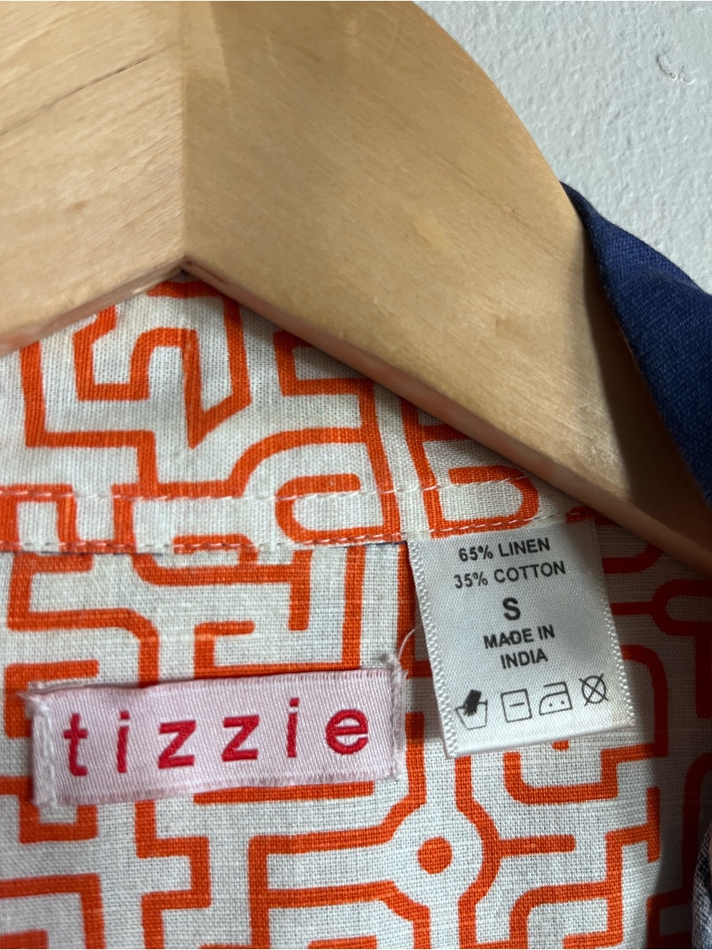 Tizzie Chain Print Linen Blend Frayed Hem Button Up Shirt Small - Picture 2 of 5